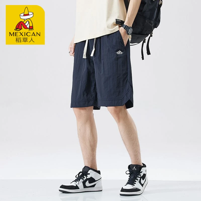 Mexican/稻草人夏季新款潮牌速干短裤男士外穿薄款简约宽松运动裤