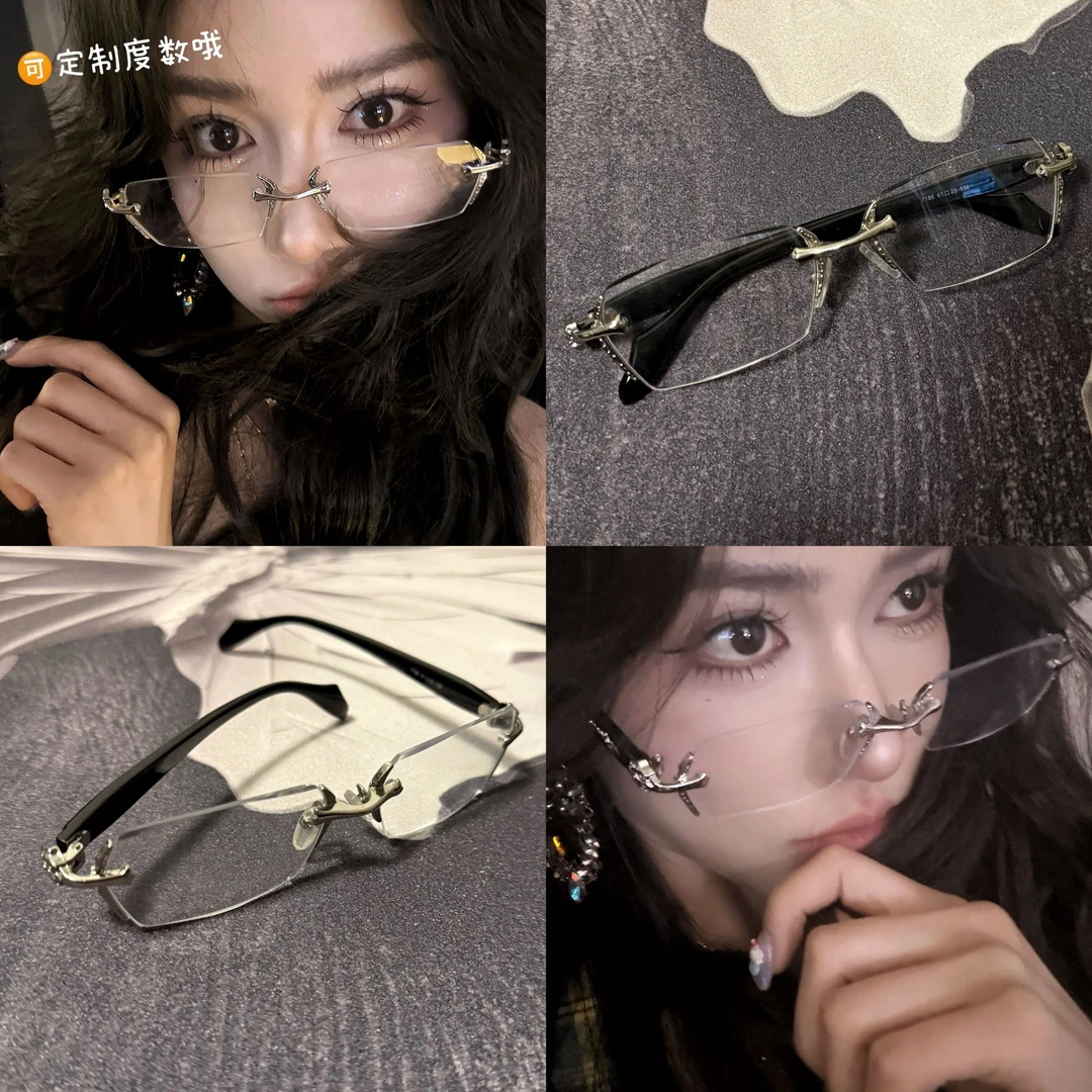 【浠儿家】复古雕花韩版眼镜款潮痞帅无框潮流素颜眼镜