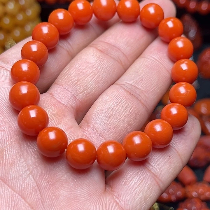 南红玛瑙未镶嵌川料精工圆珠手串卡10mm