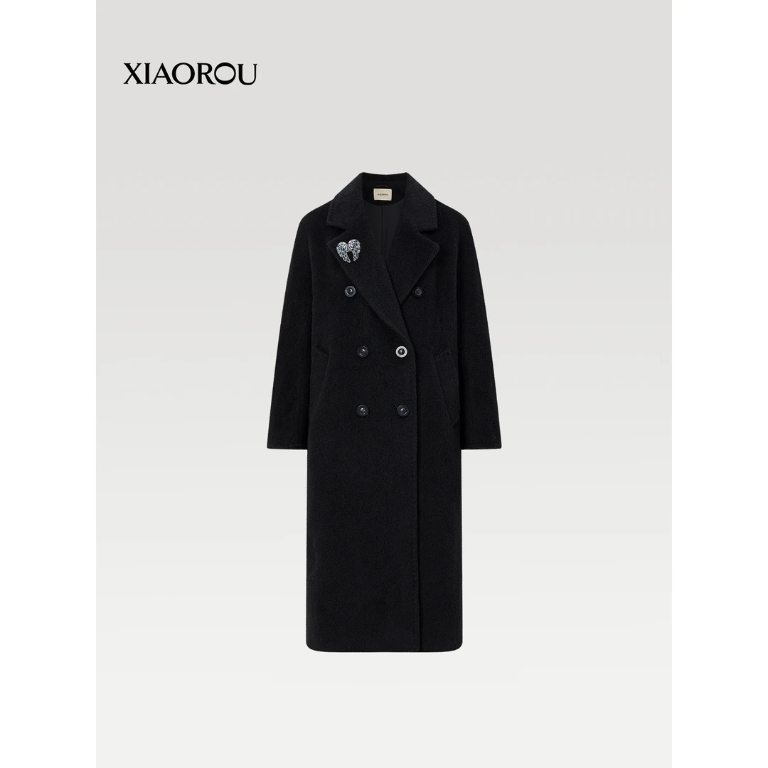 【刺绣高定】小柔XM2024骆马绒Row玻利维亚BABY LLAMA静奢风大衣