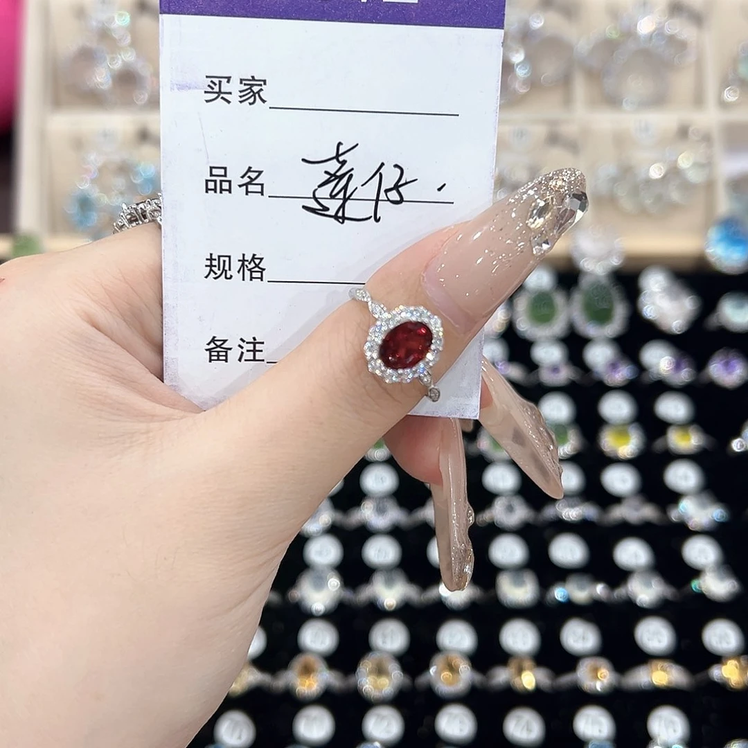 莲***仔芙蓉石戒指银S925镶嵌