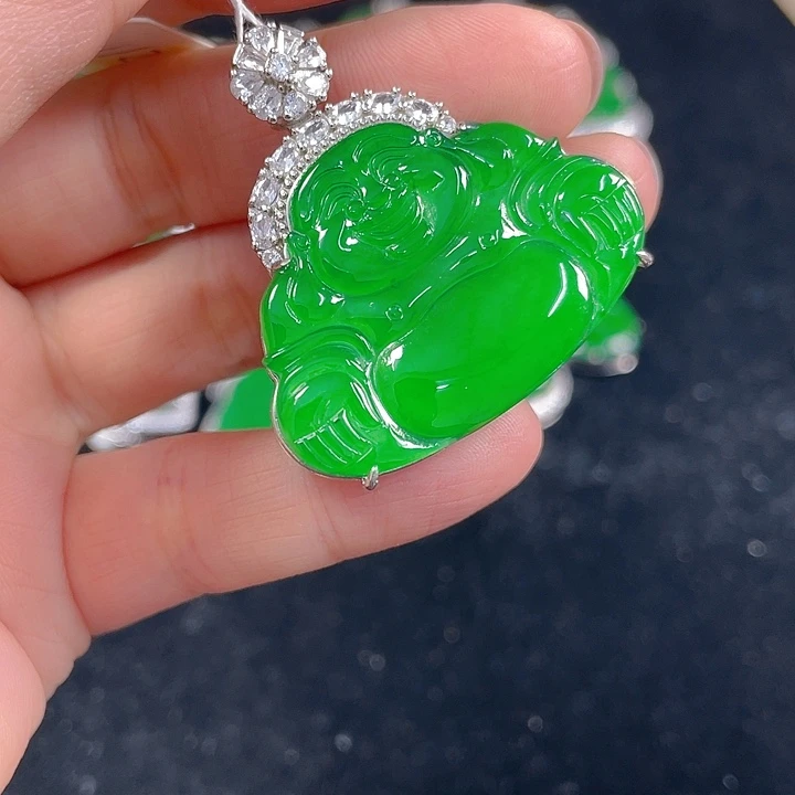 翡翠银S925镶嵌吊坠(不含链)