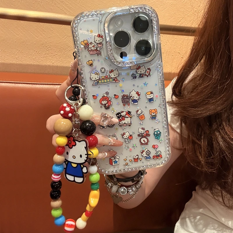 ins卡通kitty猫闪钻适用苹果13promax手机壳iPhone14/15/16硬1211