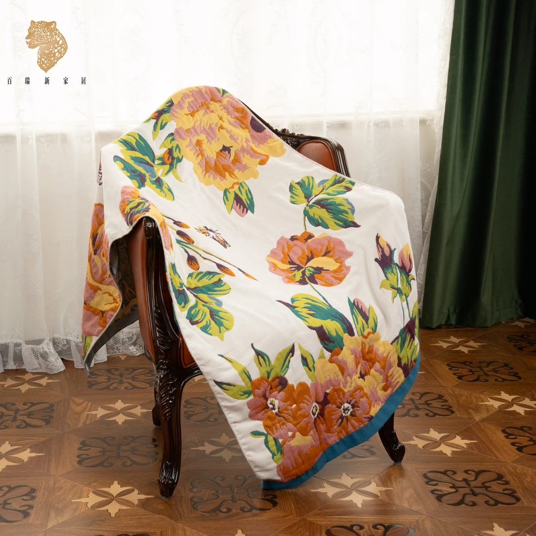 百瑞新蝶恋花纯棉吸水浴巾纯棉-JY921637