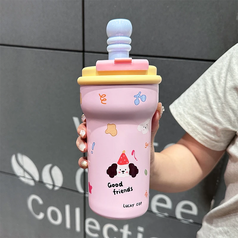 保温杯水杯女士专用高颜值办公室咖啡杯学生大容量吸管杯子冰霸杯