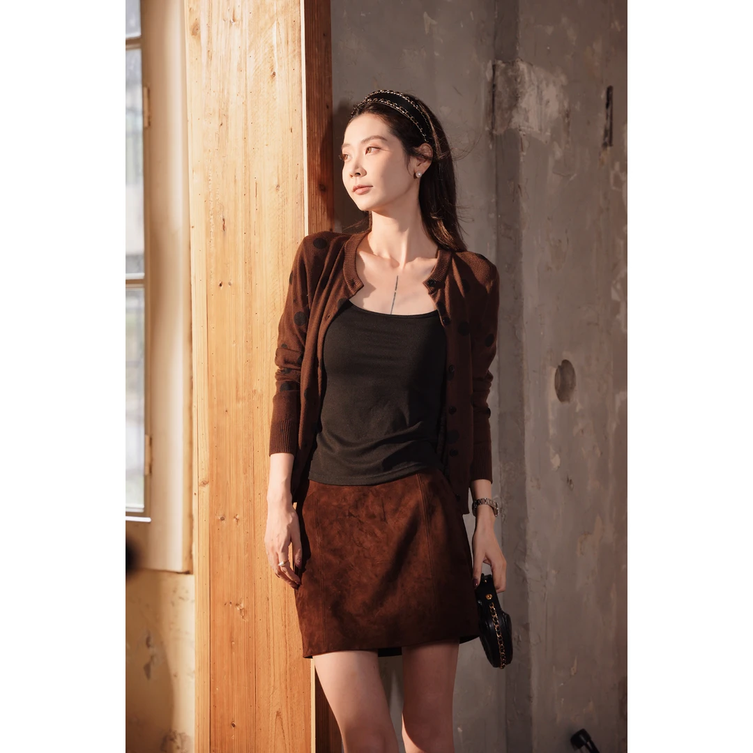 【CHENSMCHEN×JCSO】进口咖啡色松紧后腰半身包裙CdSK9403YW