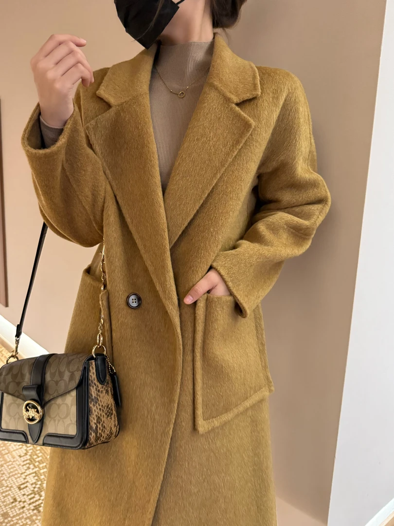 秋冬新款半熟冬日100%澳毛双面手工羊毛大衣韩版休闲百搭慵懒外套