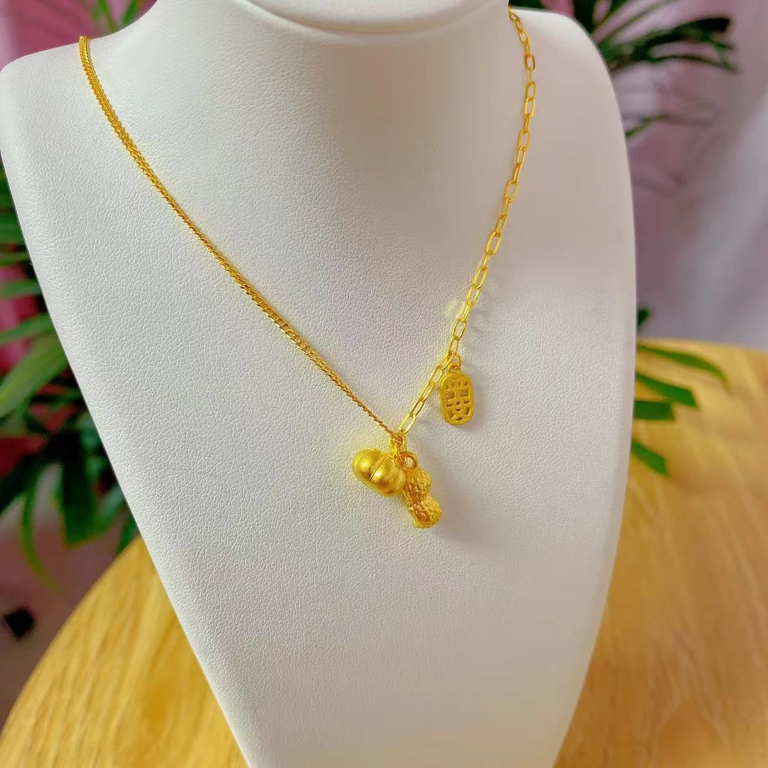 足金999    经典百搭好柿花生套链