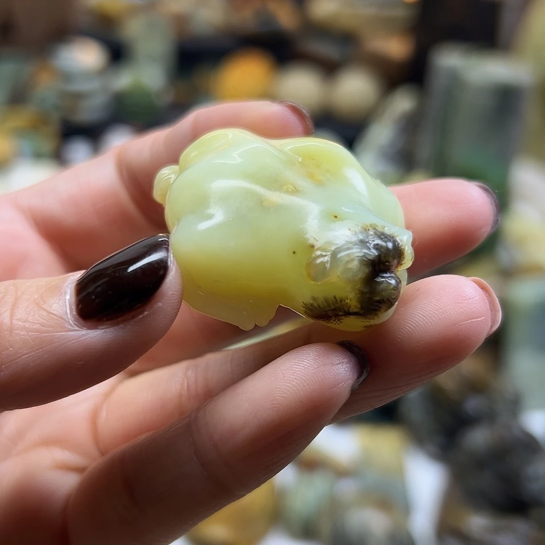 岫玉未镶嵌颈饰辽阳料水草金蟾底部有坑