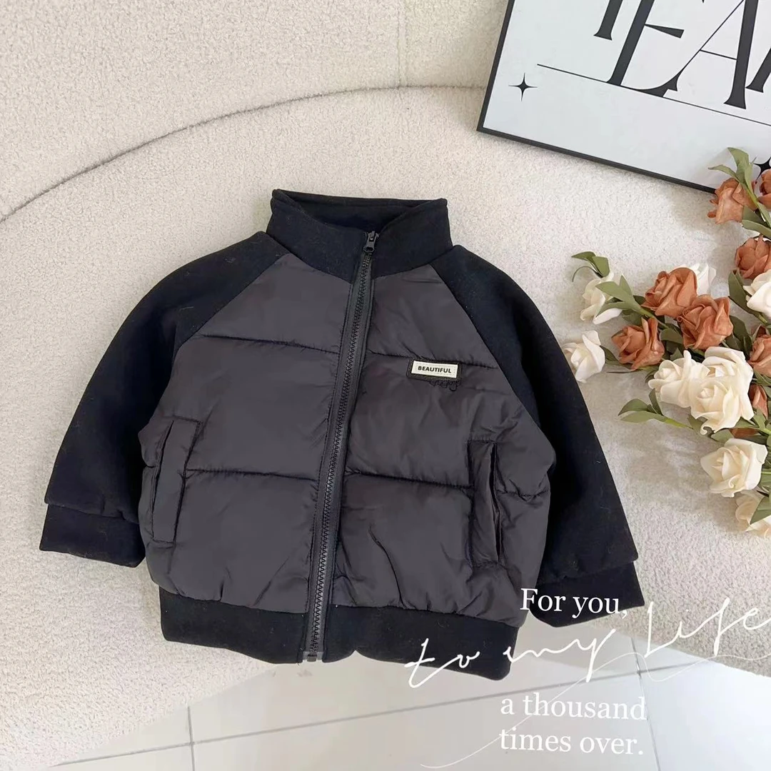 汤圆家童装2024冬季新款韩系撞色简约轻薄棉衣 XA-504