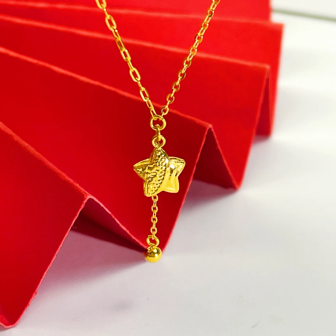 姐妹黄金 足金999五角星黄金套链黄金项链