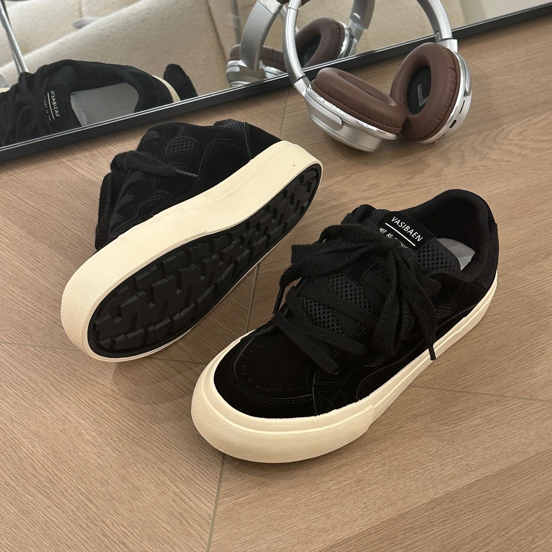 原创设计面包机车痞帅男鞋秋季新款面包板鞋2025爆款厚底休闲潮鞋