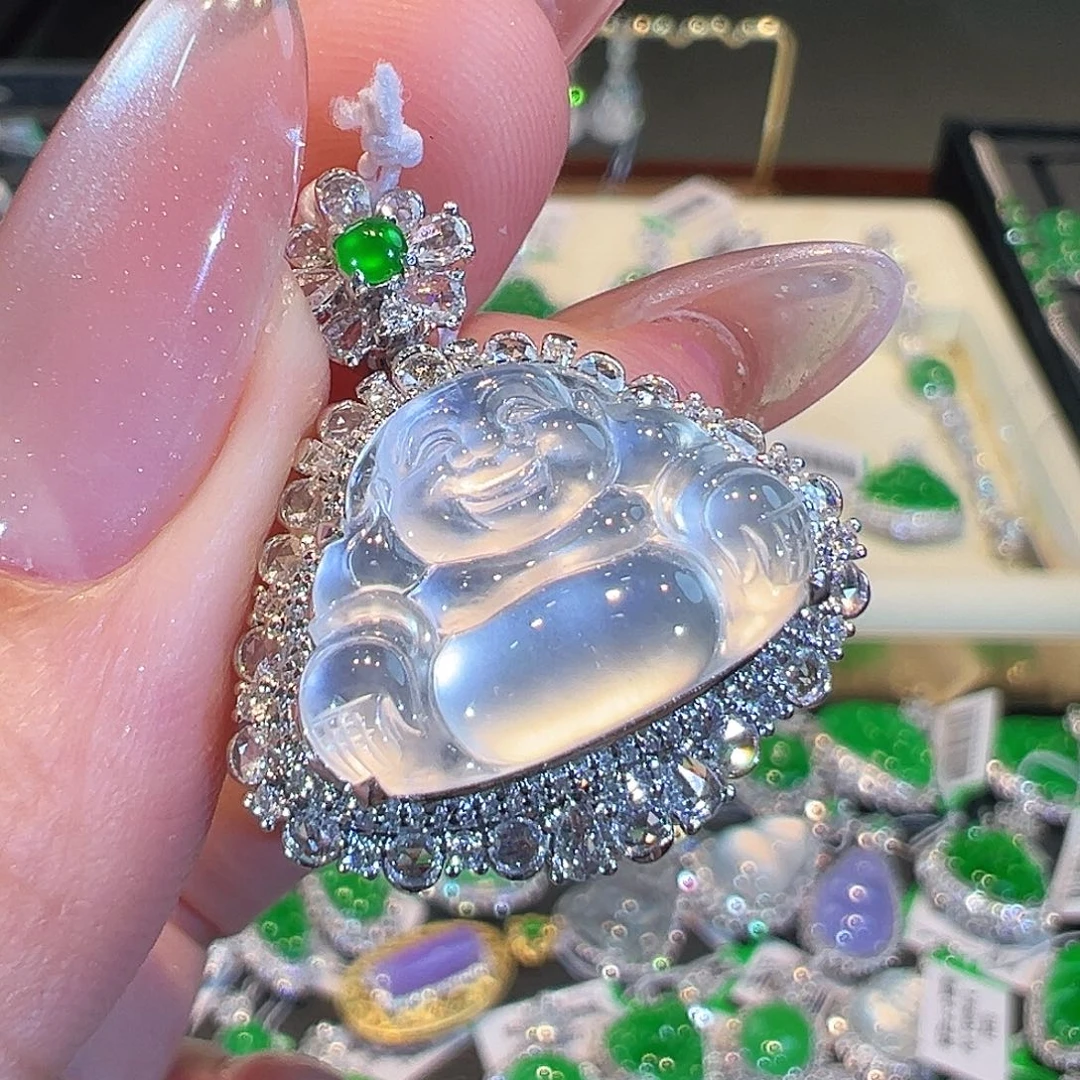 翡翠吊坠(不含链)18K金镶嵌翡翠