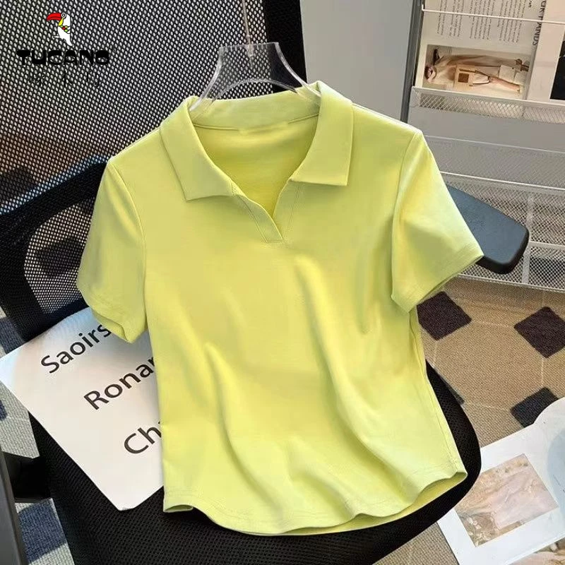 啄木鸟撤柜专卖夏2025年polo衫胖mm200斤立体刺绣正肩短袖t恤休闲