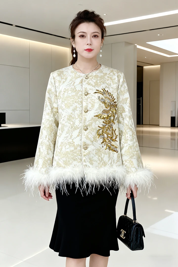 【小胖-銮凰金纱】新中式新国风秋冬季时尚洋气百搭显瘦休闲气质款
