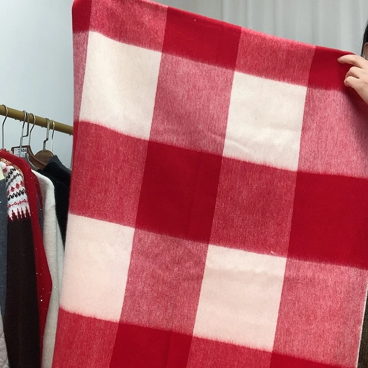 女士羊绒方格围巾
