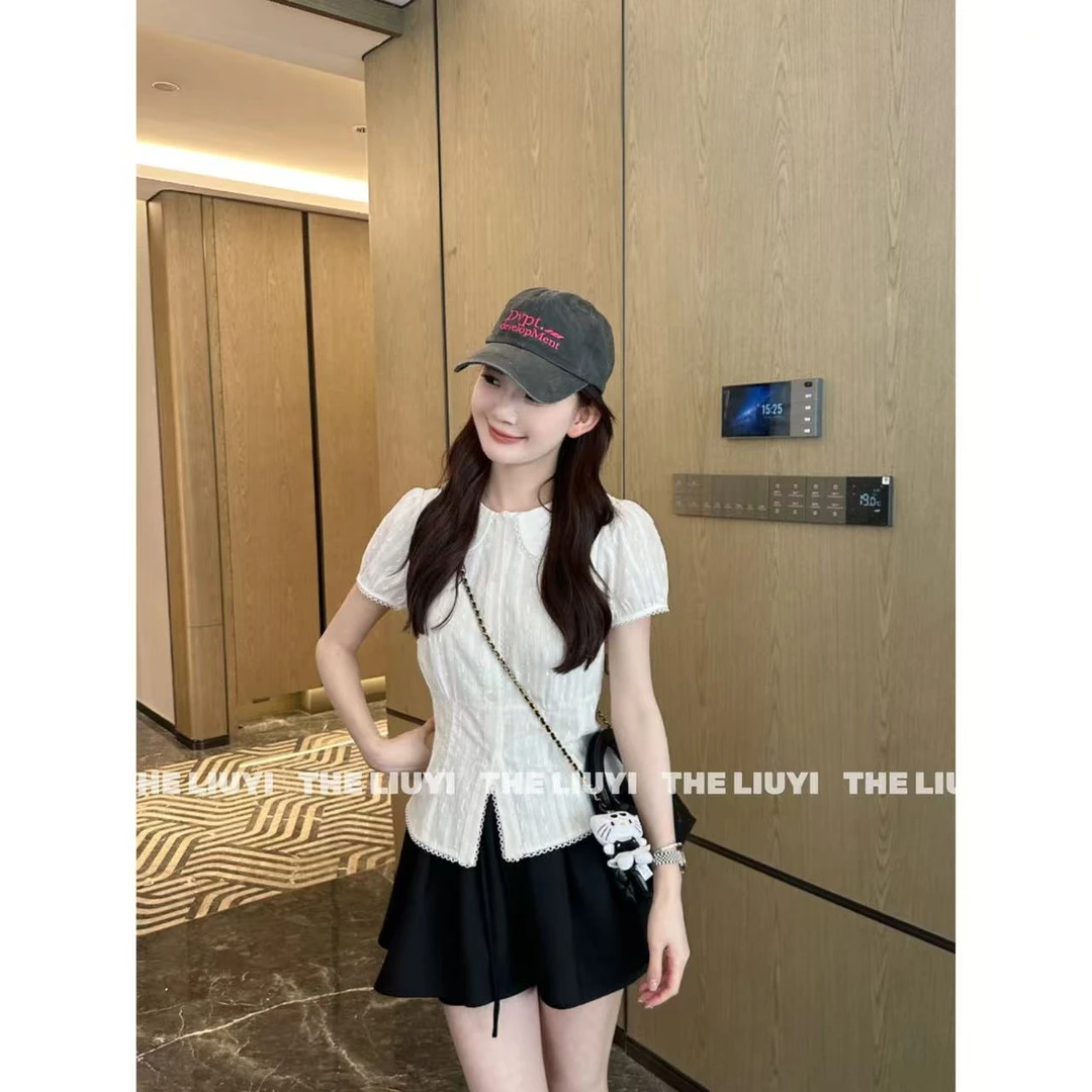 【LIUYI】贝莉小衫~夏季设计感娃娃领短袖小衫55171