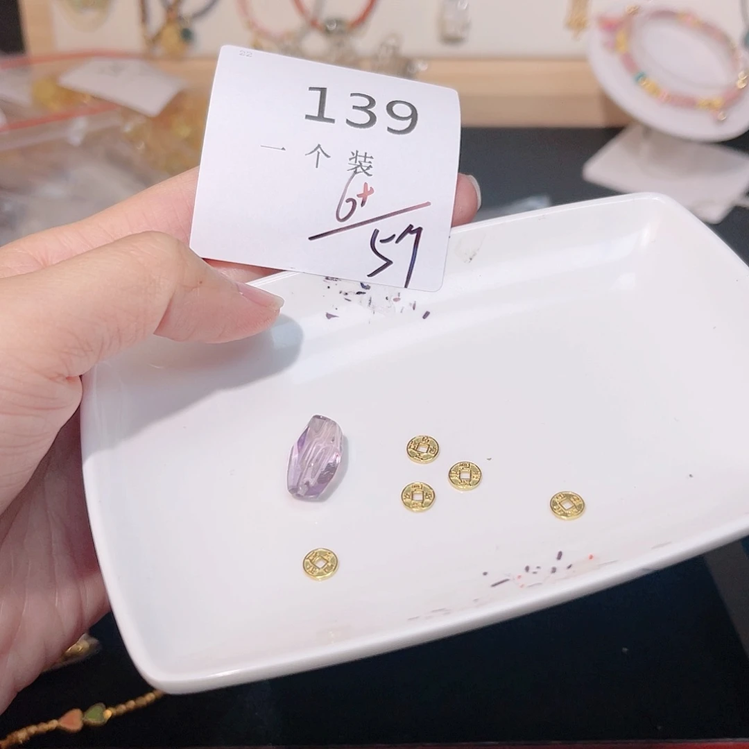 水晶珠宝半成品银S925镀金镶嵌139