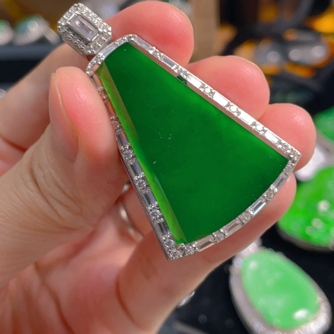 翡翠银S925镶嵌吊坠(不含链)