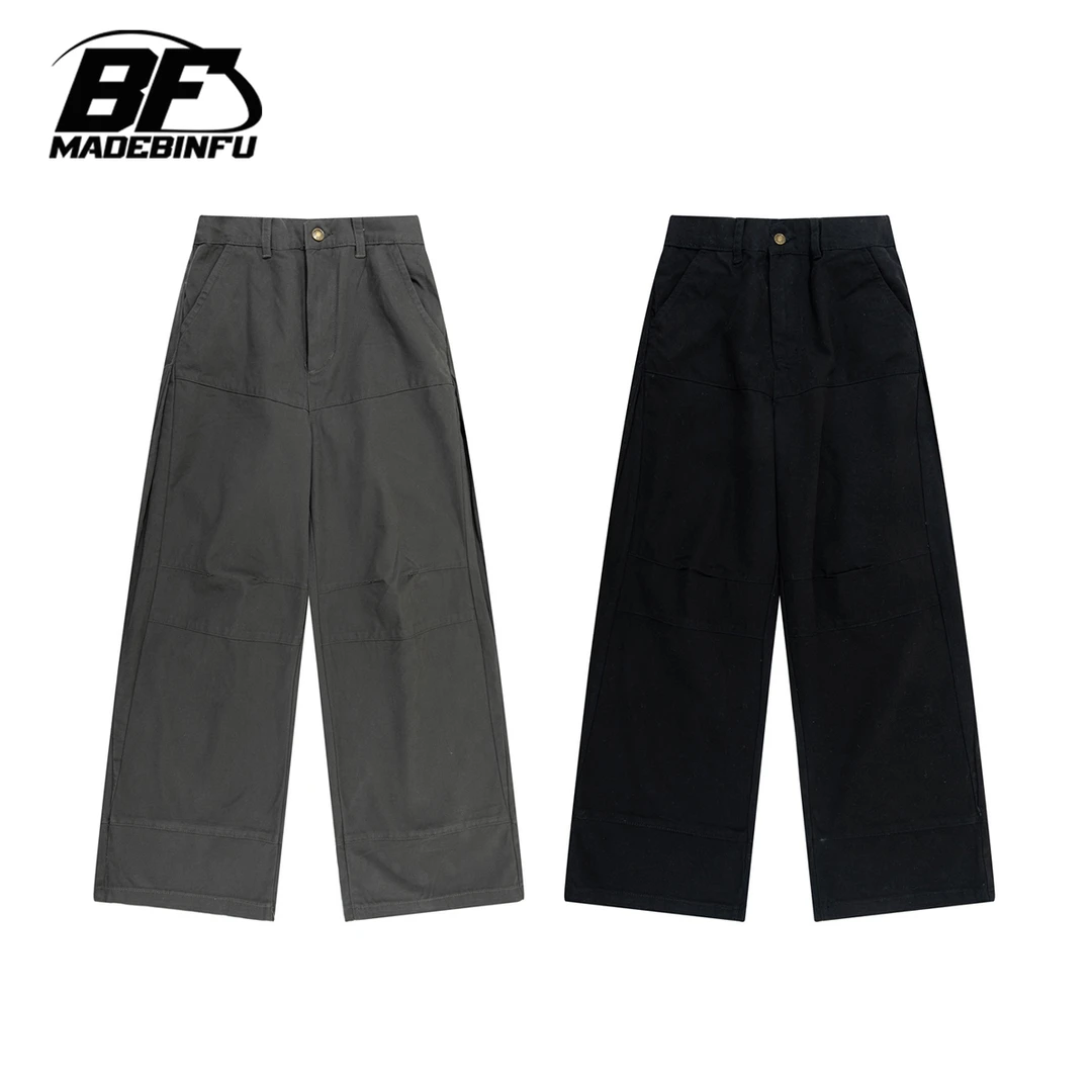 BINFU 2025年新品宽松重磅工装裤弯刀长裤子男女同款美式休闲裤