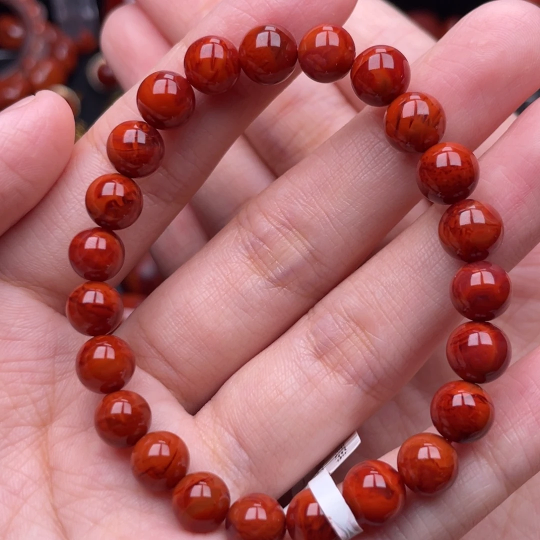 南红玛瑙未镶嵌珠宝奇石单圈8mm