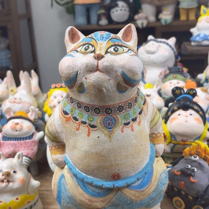 陶土匣钵泥纯手工敦煌猫
