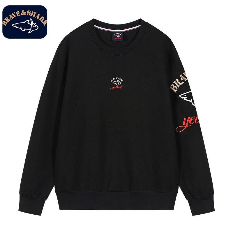 BRAVE&SHARK/勇士鲨鱼时尚刺绣打底衫男长袖卫衣8608