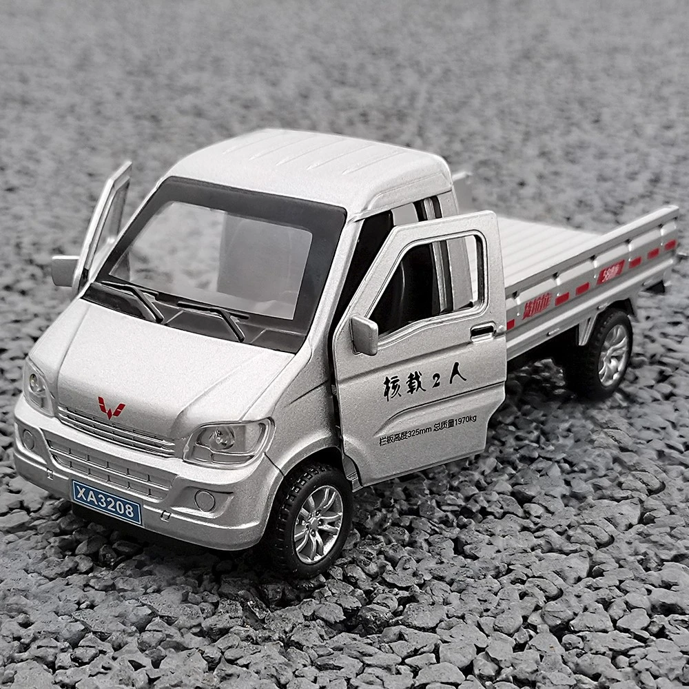 仿真五菱荣光小卡1:32平板货车模型摆件合金回力玩具收藏摆件