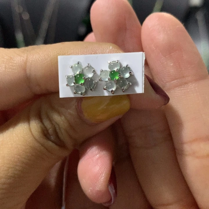 银S925镶嵌翡翠耳饰