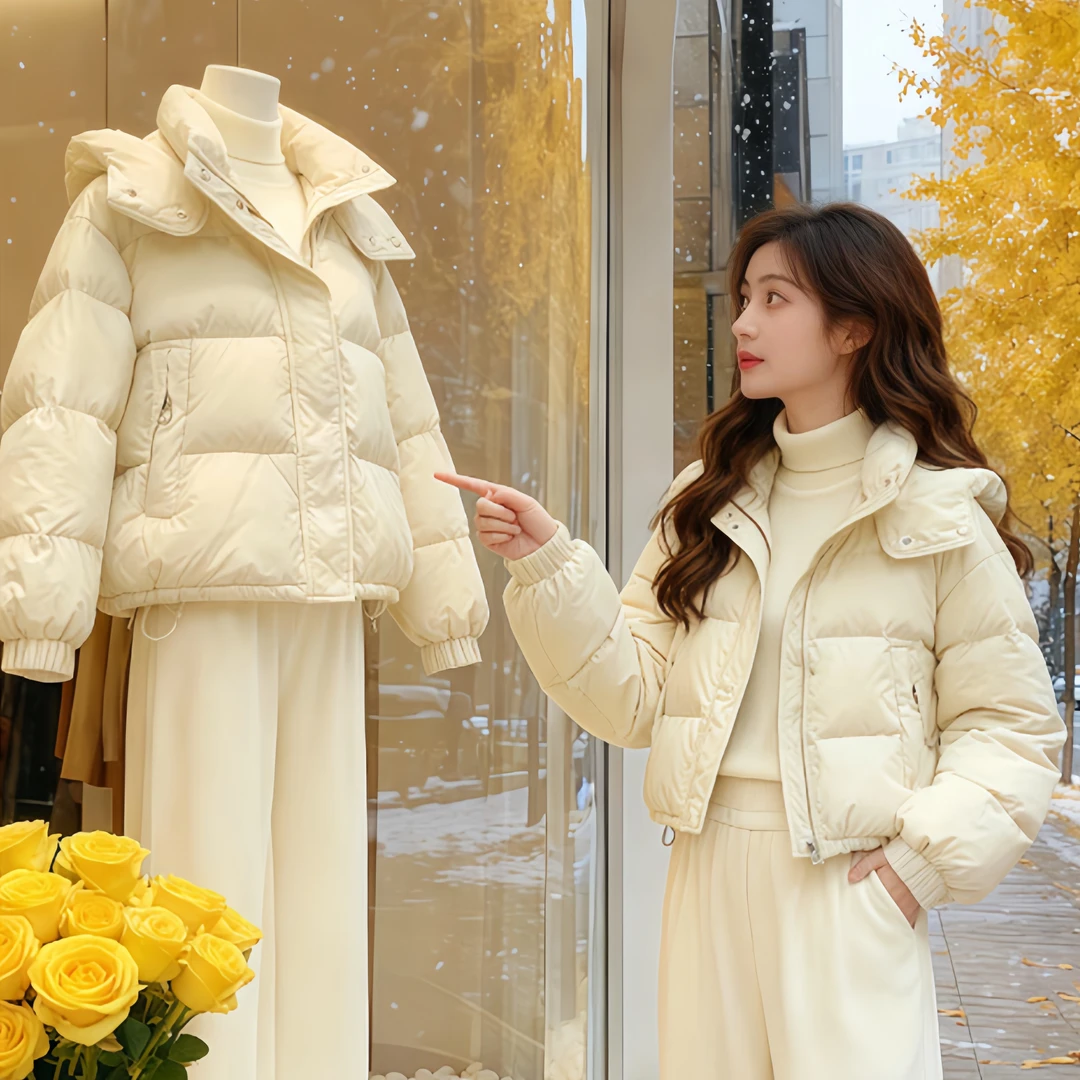 SHALLDOER【济州风情】韩系立领防寒棉服女秋冬季时尚炸街出游服装