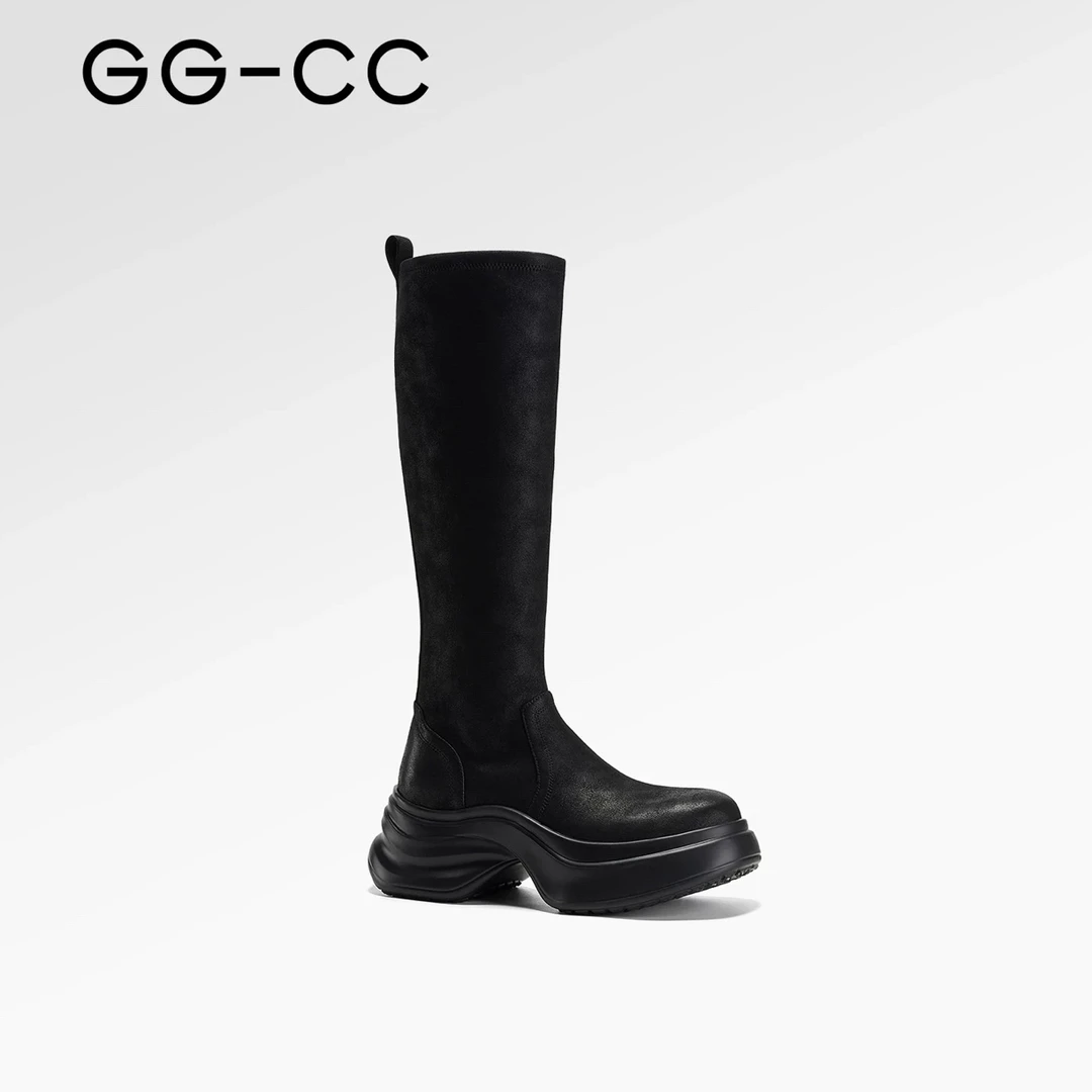 【流浪哲学】GGCC2025冬季新款时尚瘦瘦弹力靴女增高显瘦高筒靴子
