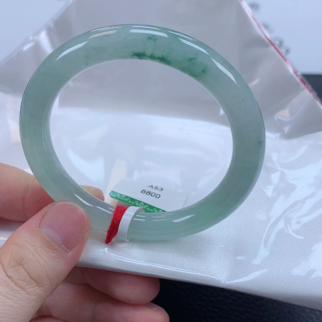 未镶嵌手镯翡翠缅甸天然翡翠手镯53圈口