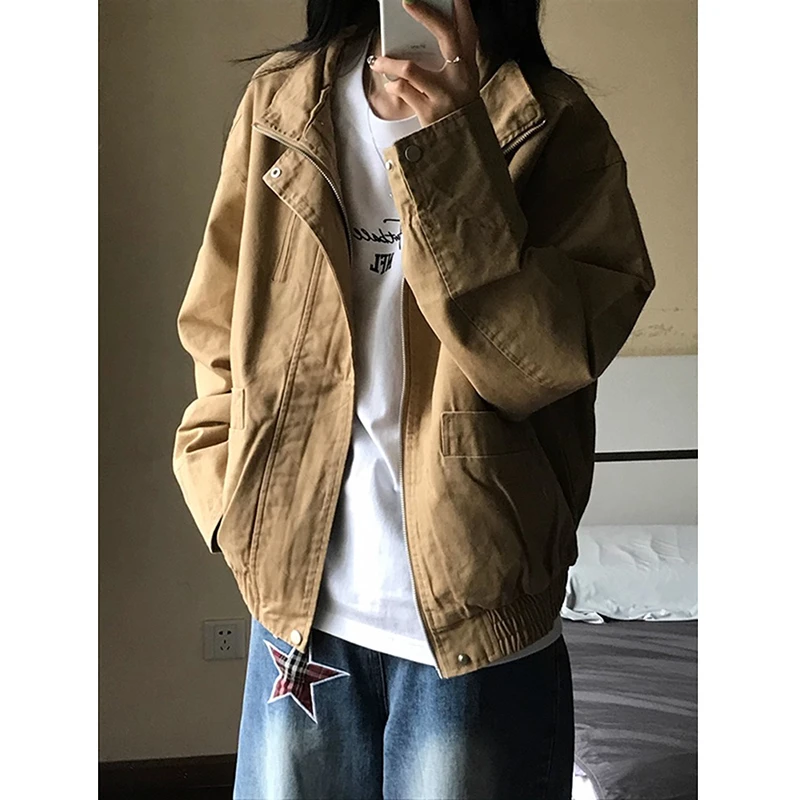 美式复古立领飞行员夹克男宽松短款巴恩风工装外套小众设计感上衣