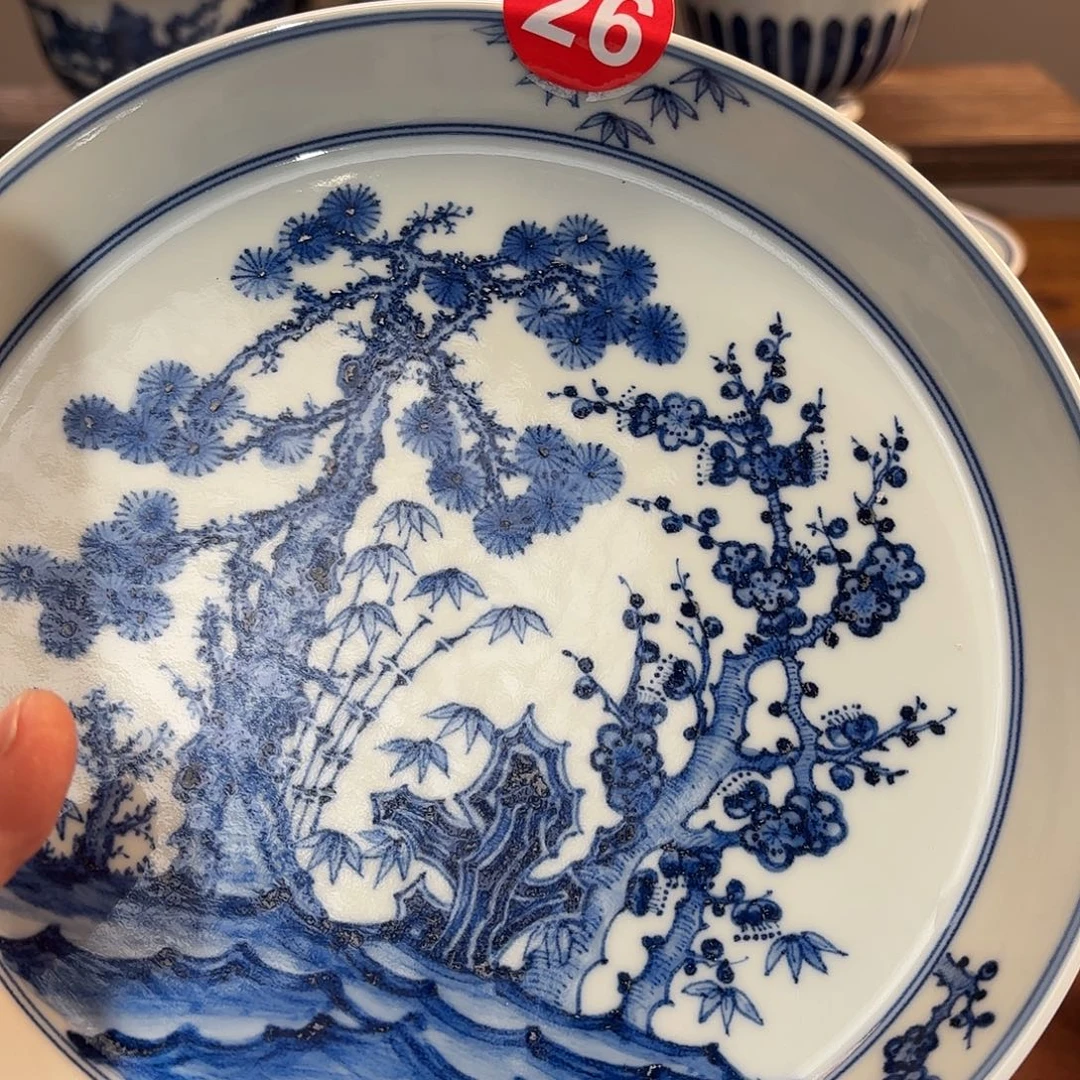 逍***主景德镇纯手工手绘松竹梅壶承