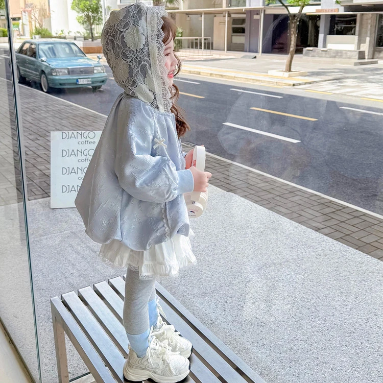 女童秋季外套儿童2025新款蕾丝连帽夹克女宝宝秋款上衣女孩春秋潮