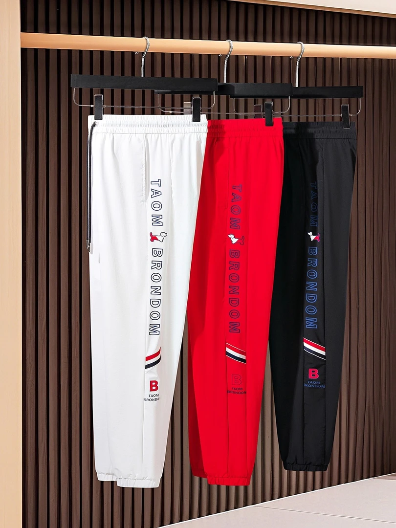 凯邦威秋季时尚炫彩色运动裤撞色字母拼接织带冰丝小脚卫裤休闲裤