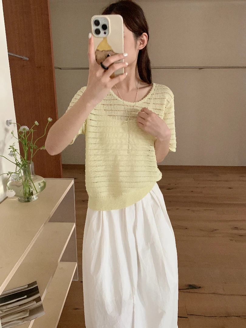 【DUODUO 509911】和纸纱新款简约百搭法式设计感温柔显瘦宽松针织