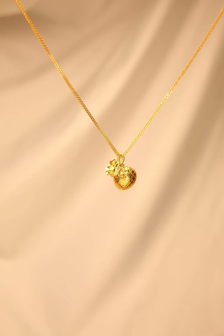 Pt950铂金黄福袋镶钻时尚百搭套链