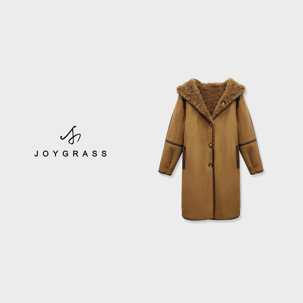 JOYGRASS(乔伊)时尚连帽保暖秋冬皮毛一体D-03732