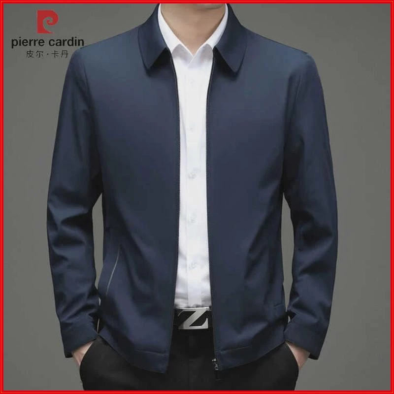 皮尔卡丹夹克男春秋季中年爸爸装休闲中老年上衣外套