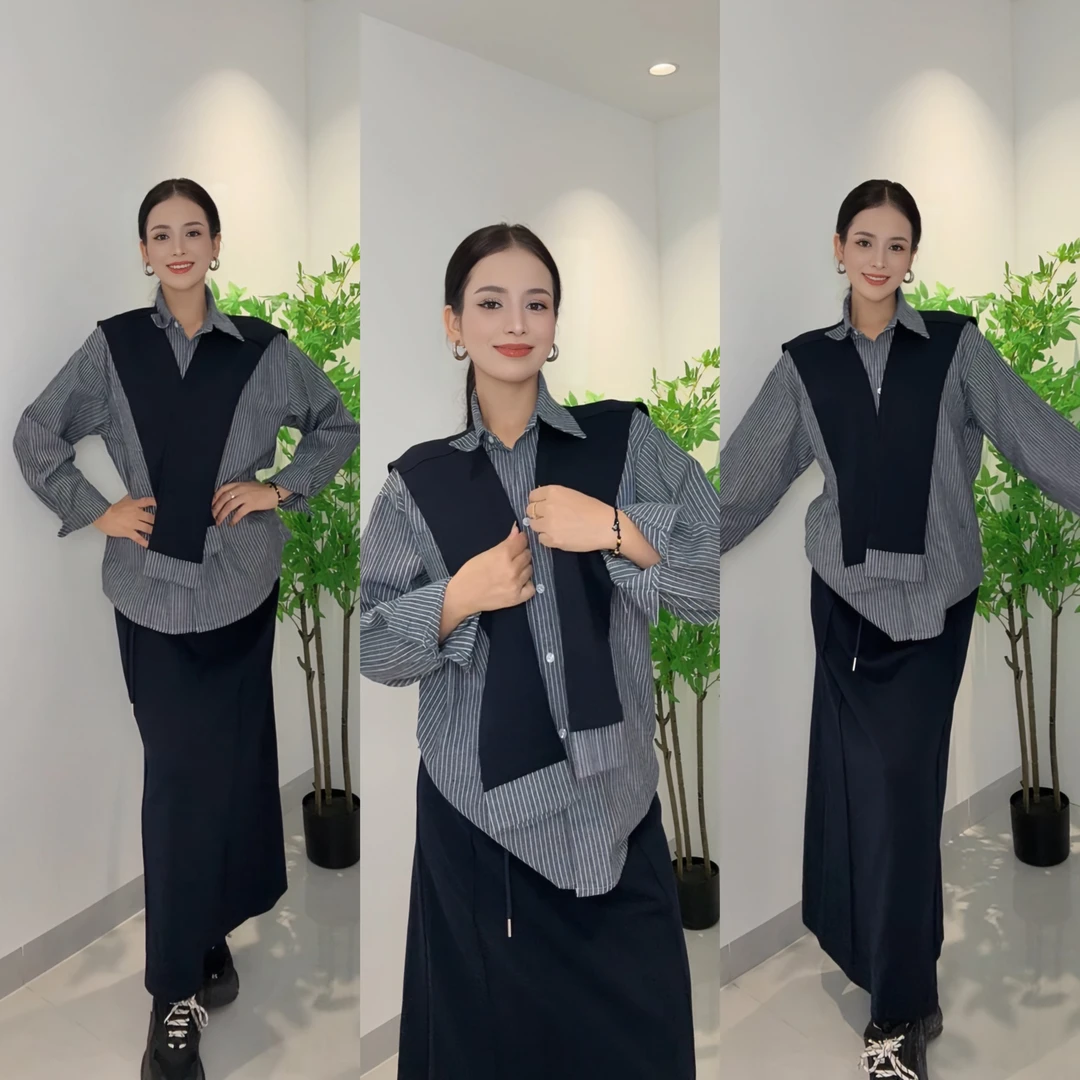 新疆包邮轻职风城市运动风少女风时尚套装拼接休闲针织秋季2803