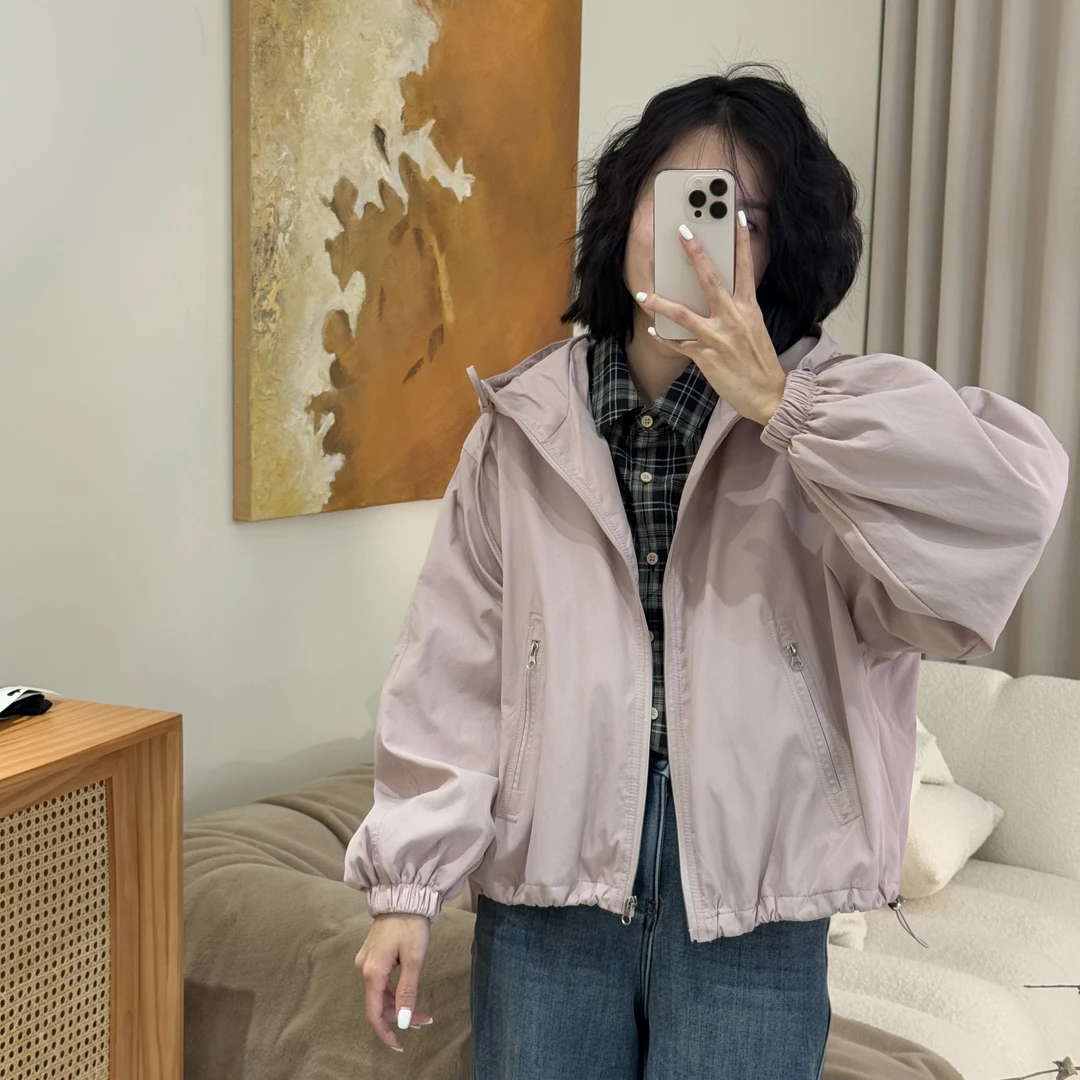 喜樂    2025抽绳连帽款外套春季新款时尚百搭休闲简约显瘦女上衣