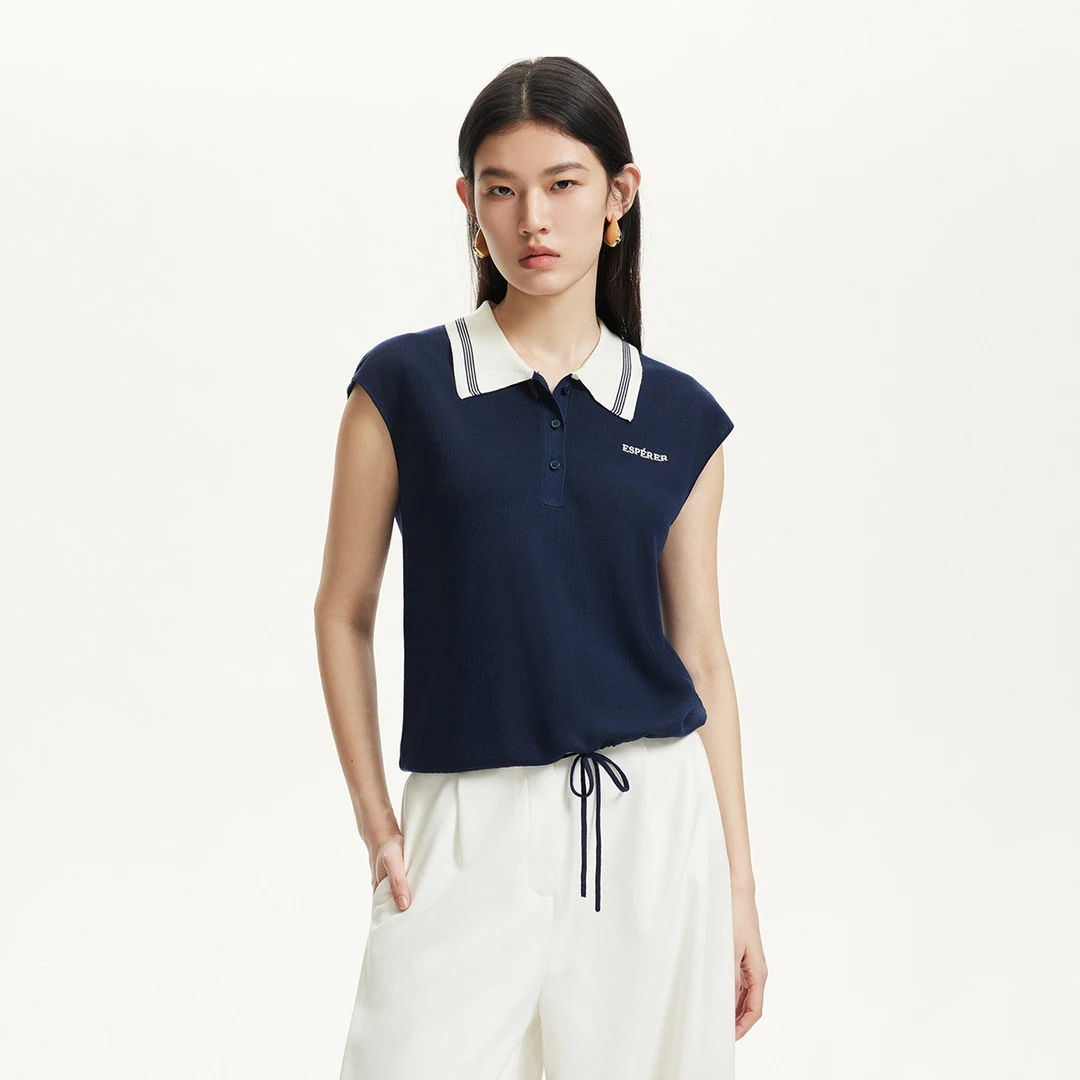 Vero Moda针织衫25春季新款撞色条纹胸口字母刺绣针织衫325124066