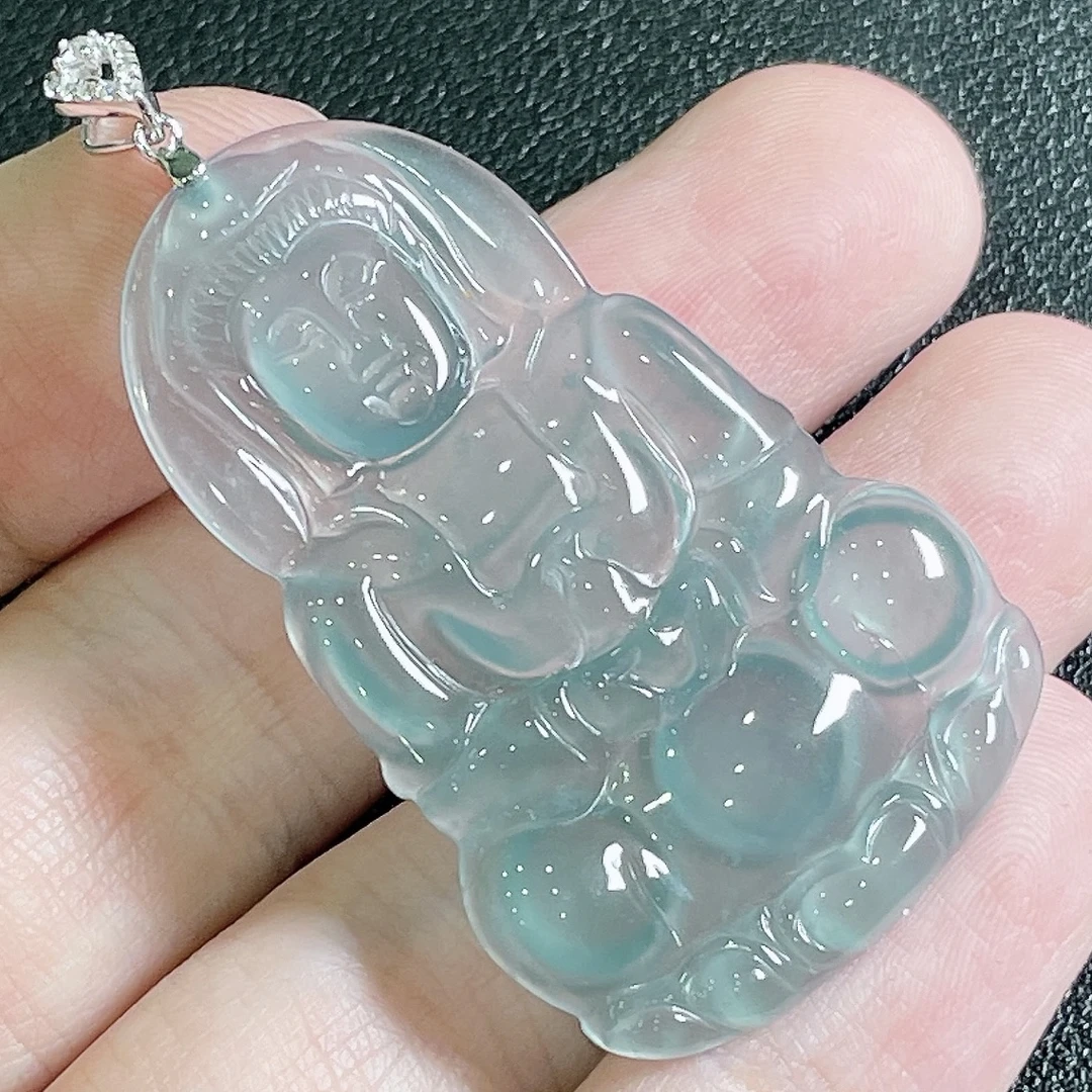 天然A货翡翠蓝冰观音吊坠119902（多样性发货)
