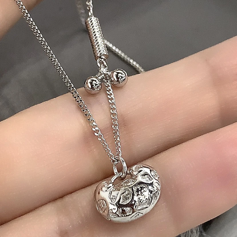 坠链均925银 有求必应大吉如意锁项链37-42cm