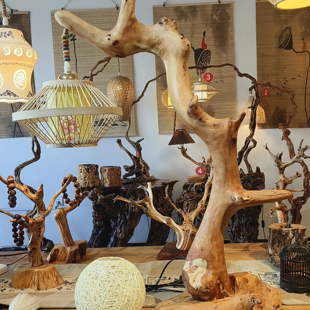 藤类秋*崖柏随形灯艺