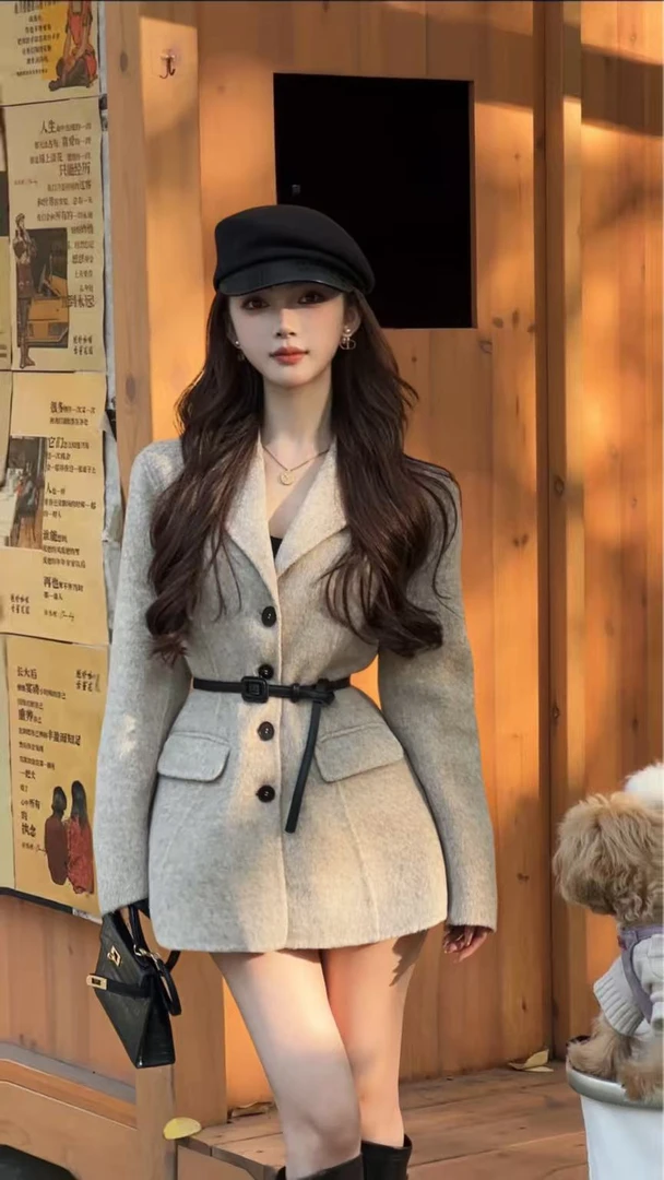 JOJO STUDIO 【米兰往事】冬季时装款西装毛呢外套气质大衣XMJO090