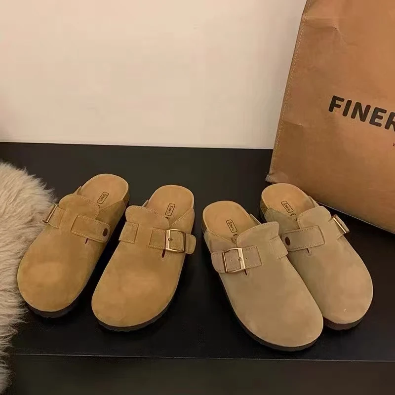 厚底勃肯鞋女2025春季新款728-1一脚蹬懒人包头半拖鞋外穿软木鞋