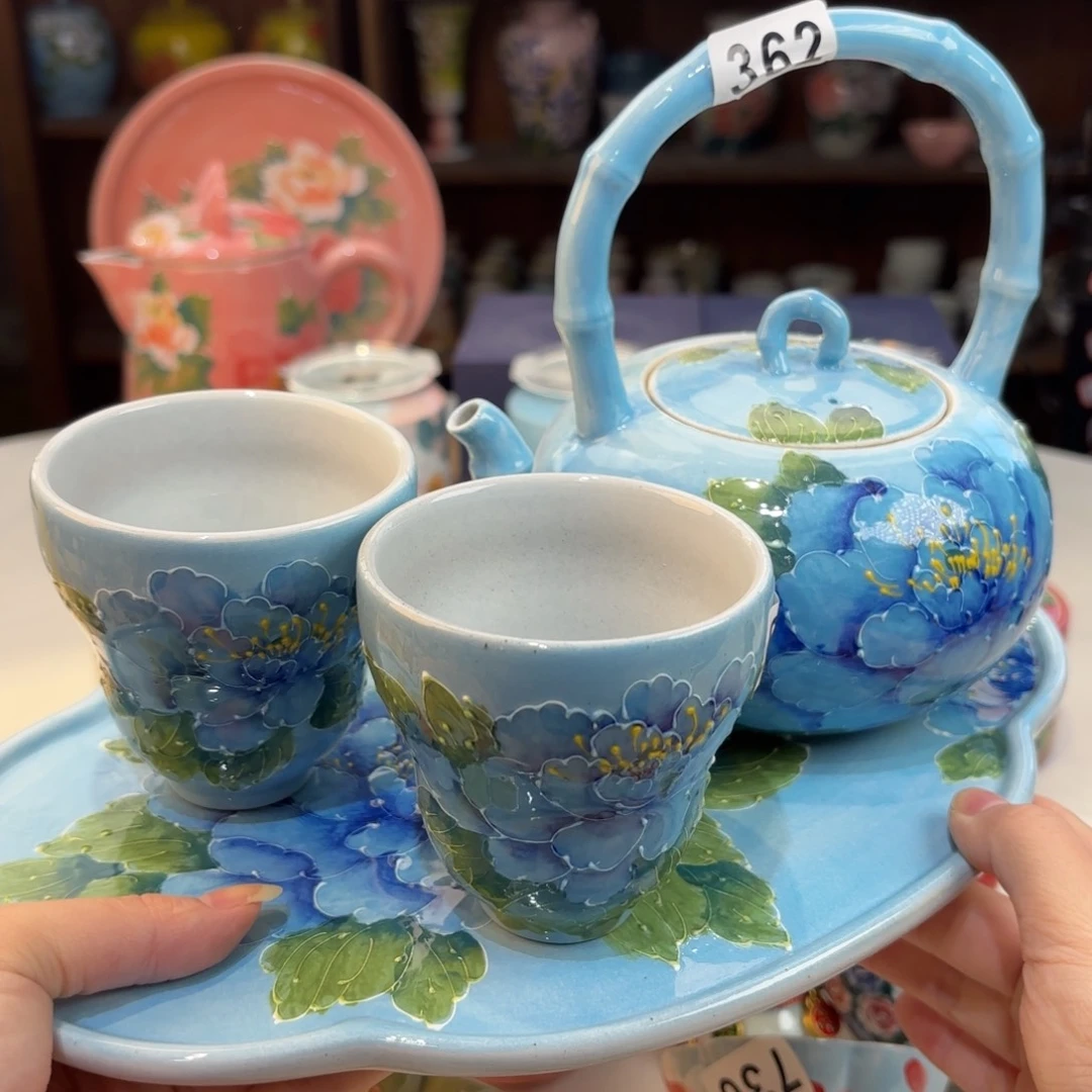 鸢*景德镇手绘高温釉下彩陶瓷茶具