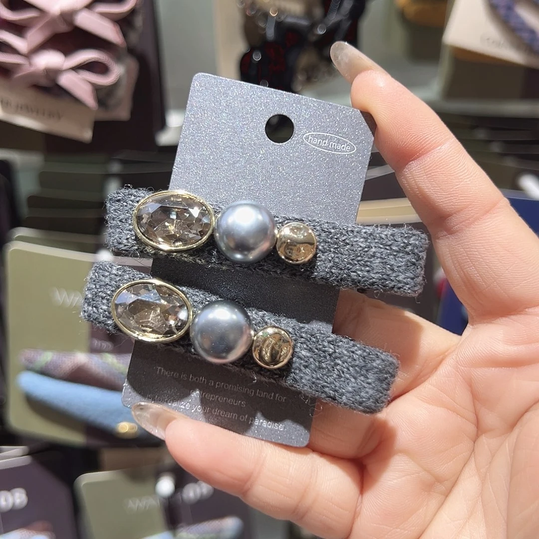 非金属灰色珠珠鸭夹一对